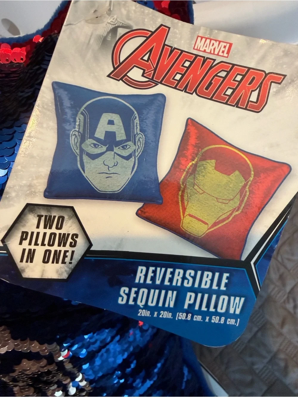 Marvel Avengers Captain America Iron Man Reversible Sequin Pillow 20x20